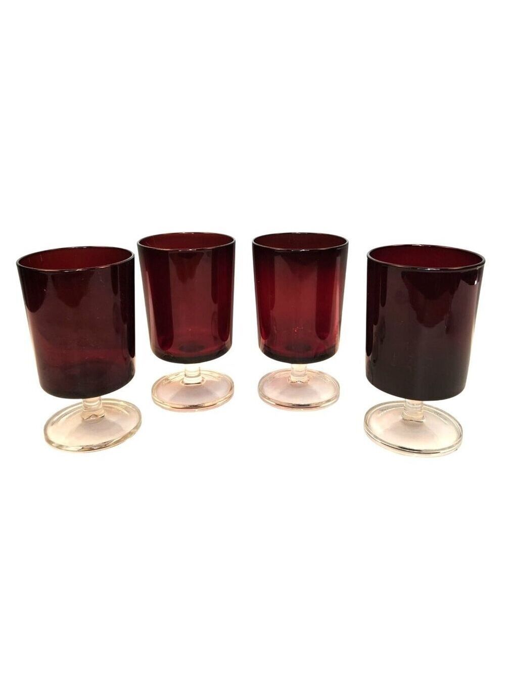 Crystal DArques / Durand Cavalier Ruby Red Wine Glasses Vintage Set Clear Foot 4